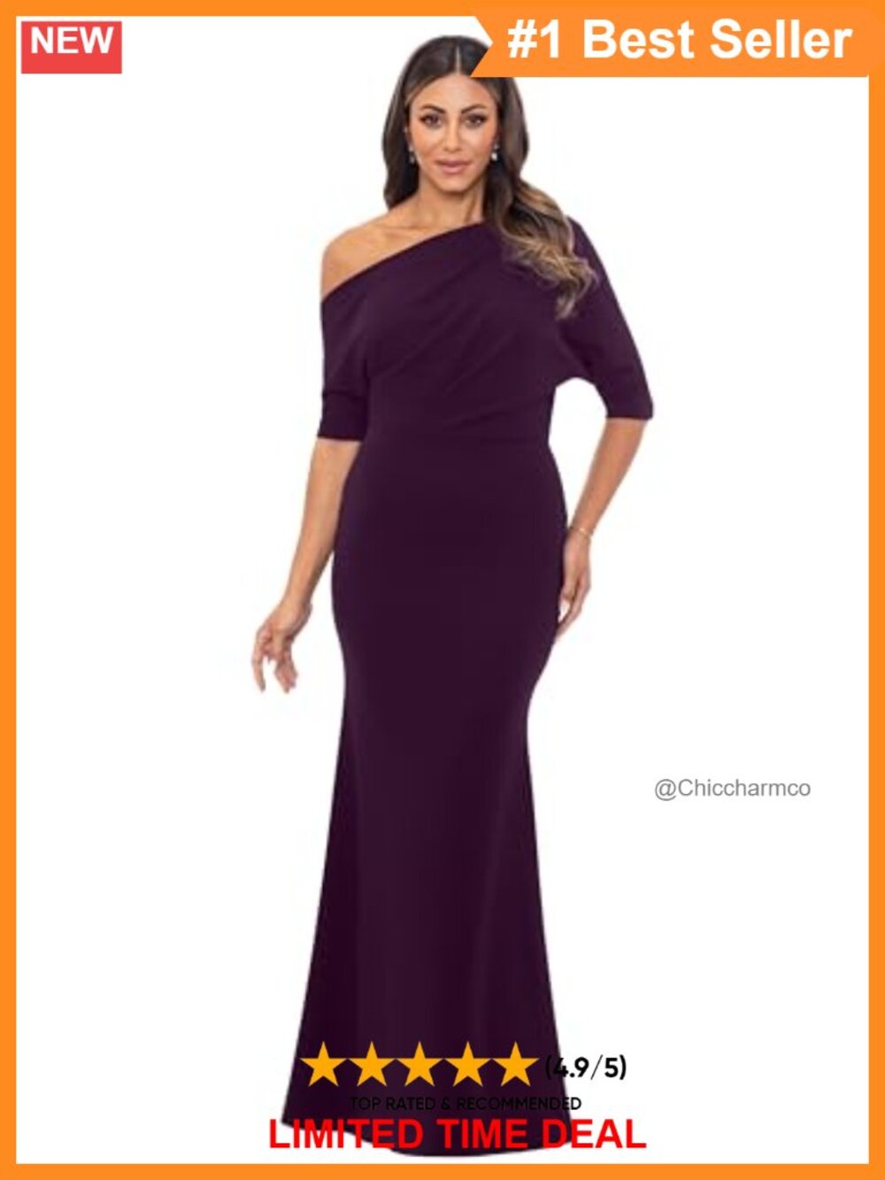 One Sleeve Off Shoulder Scuba Crepe Mermaid Gown Formal Evening Dress